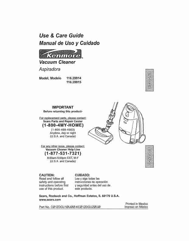 Kenmore Vacuum Cleaner 116_29915-page_pdf